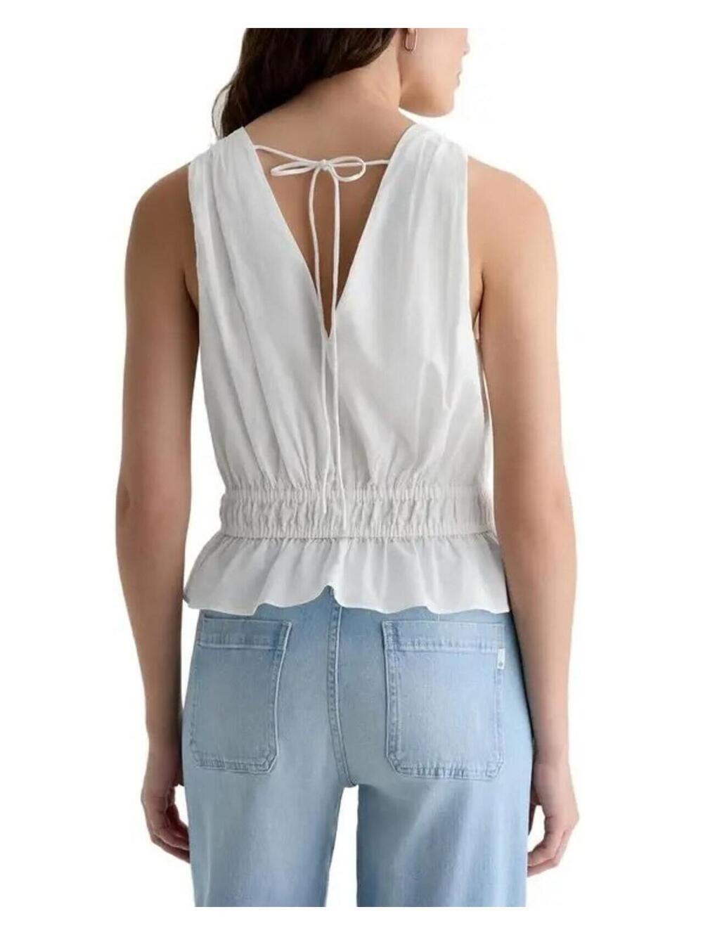 198$ AG Adriano Goldschmied Carrie Cropped Blouse Top Sleeveless Size XS White - Picture 5 of 6